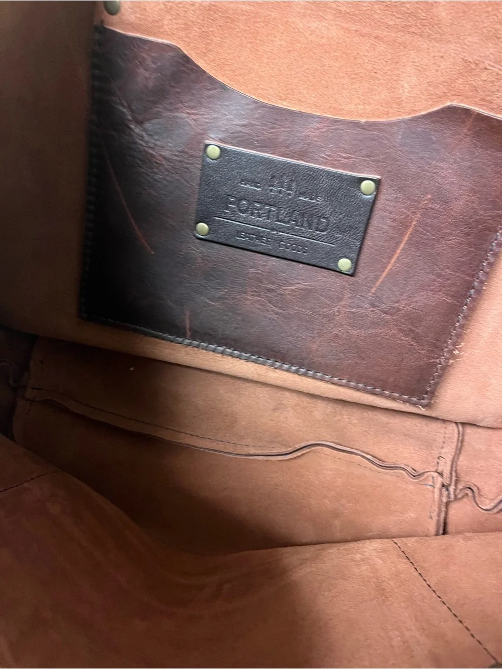 Portland Leather Tote Bag with Front Pocket